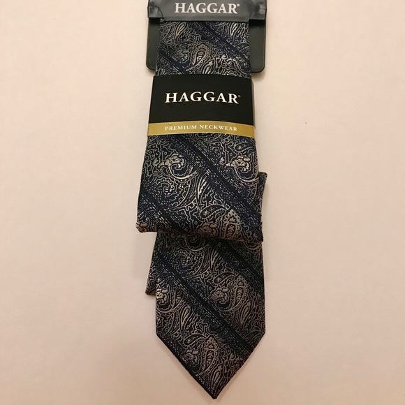 Haggar Dress Skinny Tie Black/Silver - Picture 1 of 3